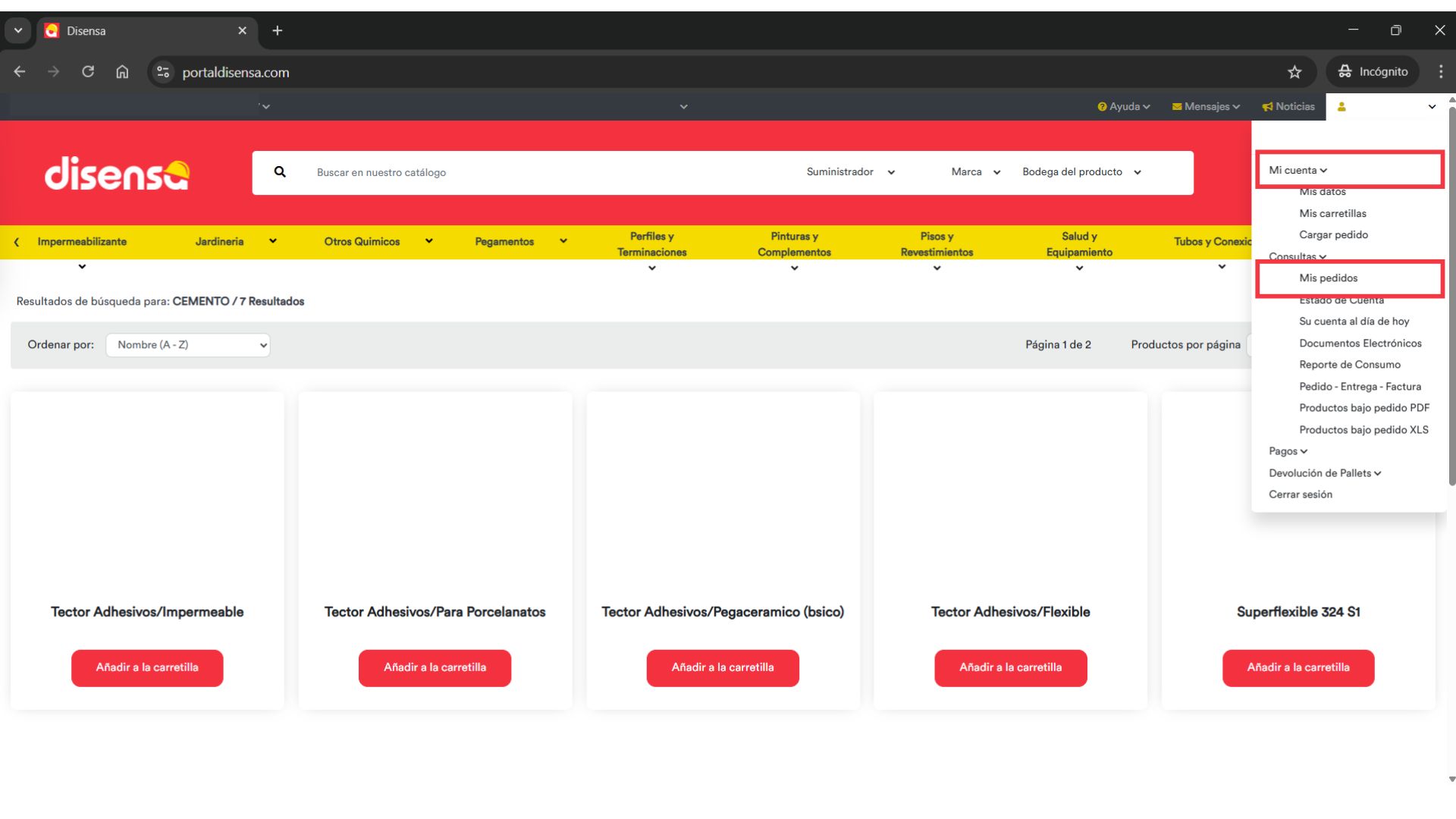 Paso 1: Sección Cemento