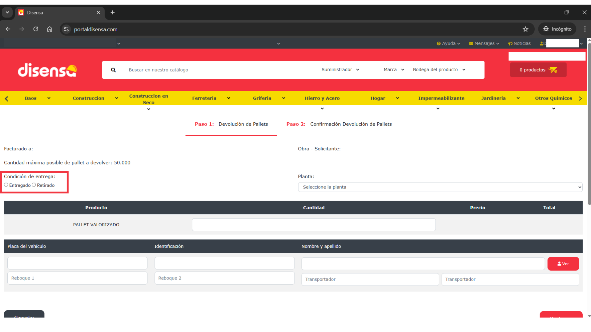 Devolución de pallets 1