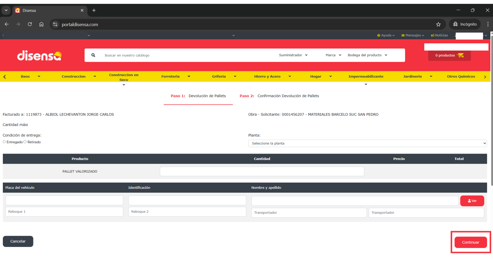 Devolución de pallets 5