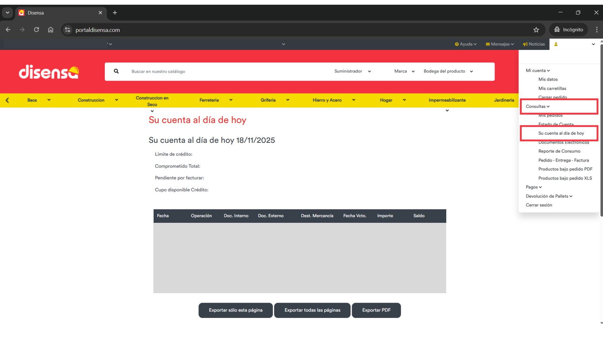 Cuenta al día de hoy