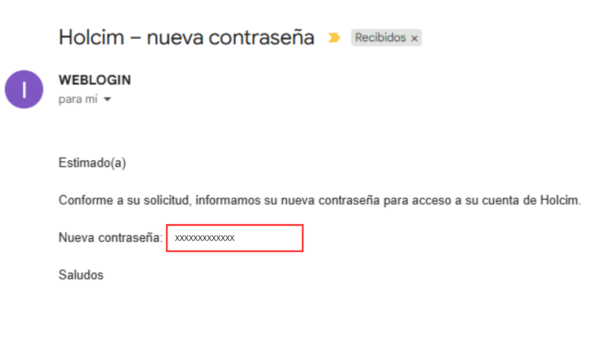 Contraseña anterior