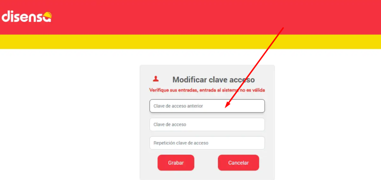 Contraseña anterior